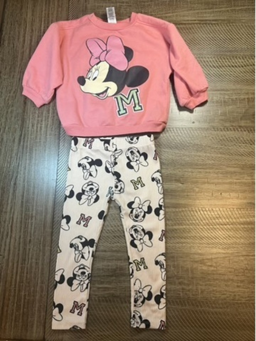 Disney Junior Minnie Mouse sweatshirt with leggings matching outfit set - 2T